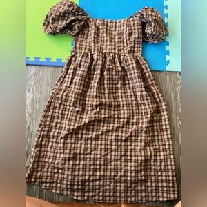 Plaid Brown Maternity Dress